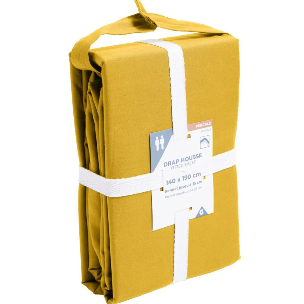 Drap housse 140x190cm 100% coton percale marron foncé