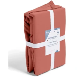 Drap housse 140x190cm 100% coton rouge brique