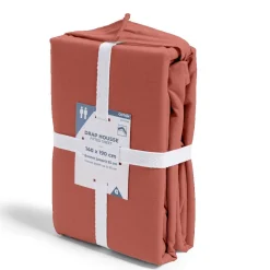 Drap housse 140x190cm 100% coton rouge brique