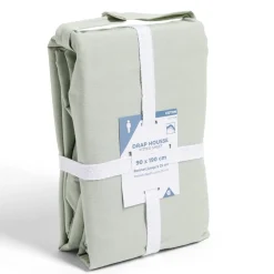 Drap housse 90x190cm 100% coton vert céladon