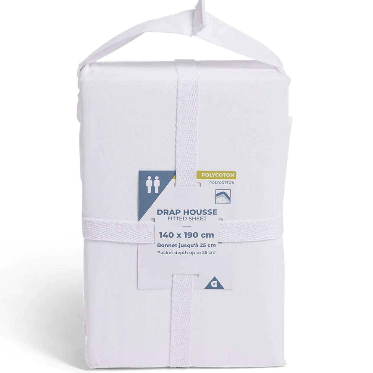 Drap housse 140x190cm polycoton blanc