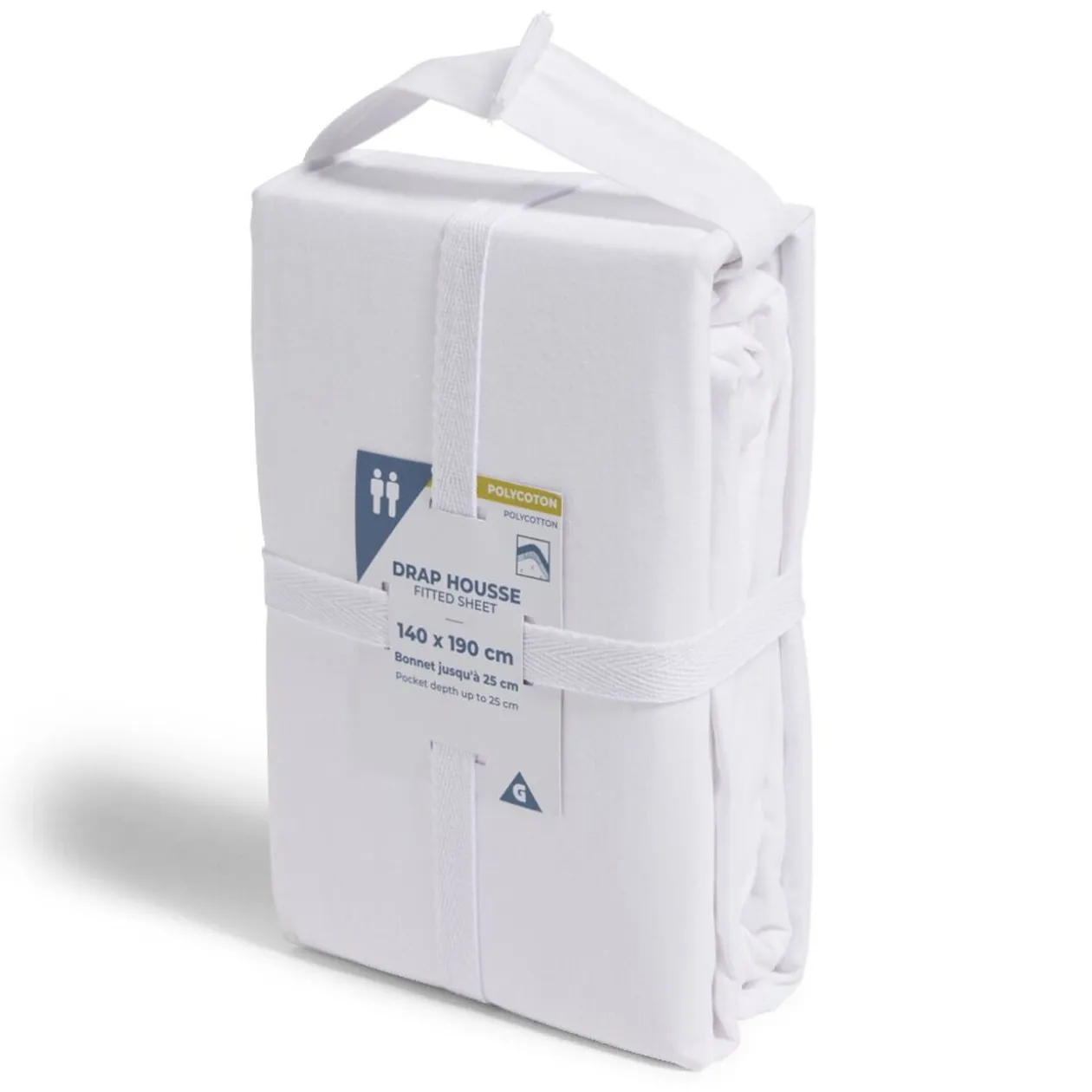 Drap housse 140x190cm polycoton blanc