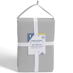 Drap housse 90x190cm polycoton gris