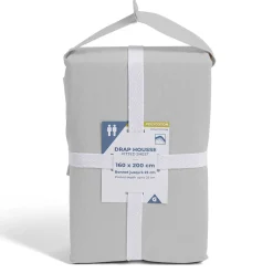 Drap housse 160x200cm polycoton gris