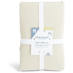 Drap housse 140x200cm polycoton beige