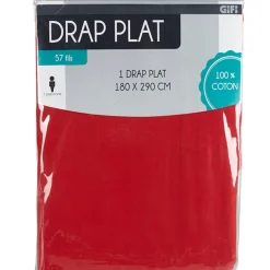 Drap plat 1 personne rouge