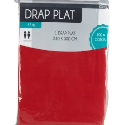 Drap plat 2 personnes rouge