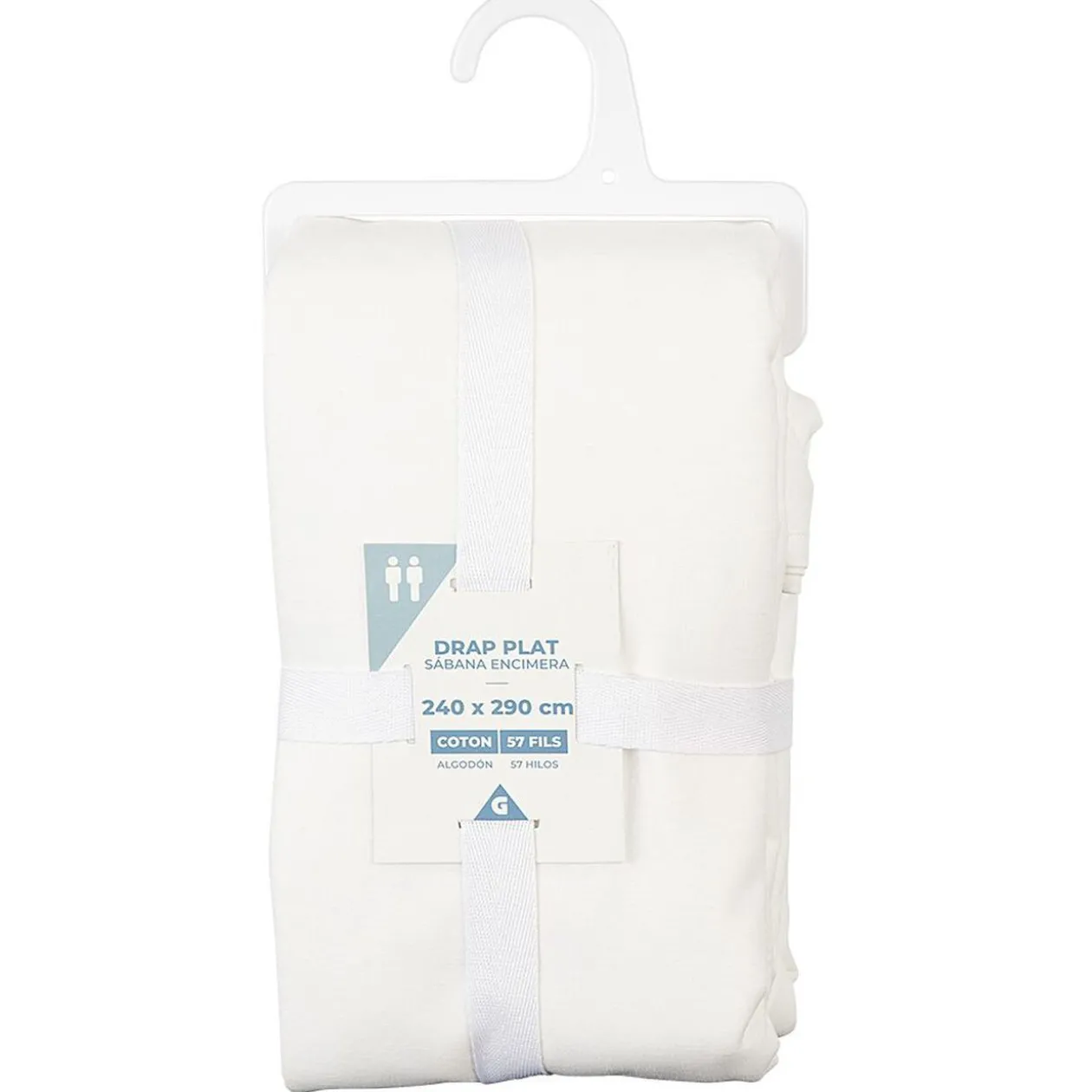 Drap plat en coton blanc 240x290 cm