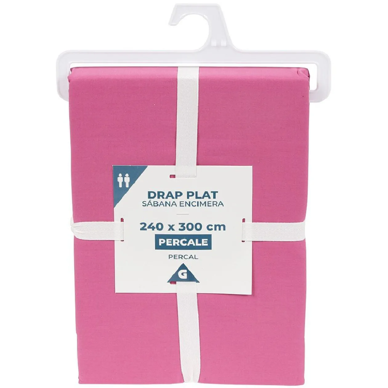 Drap plat uni coloré en percale 2 personnes 240x300 cm