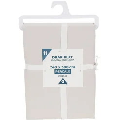 Drap plat uni coloré en percale 2 personnes 240x300 cm