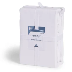 Drap plat 240x300cm 100% coton blanc