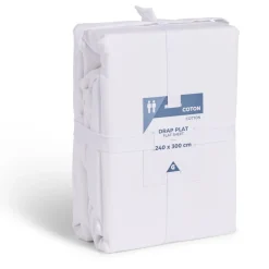 Drap plat 240x300cm 100% coton blanc