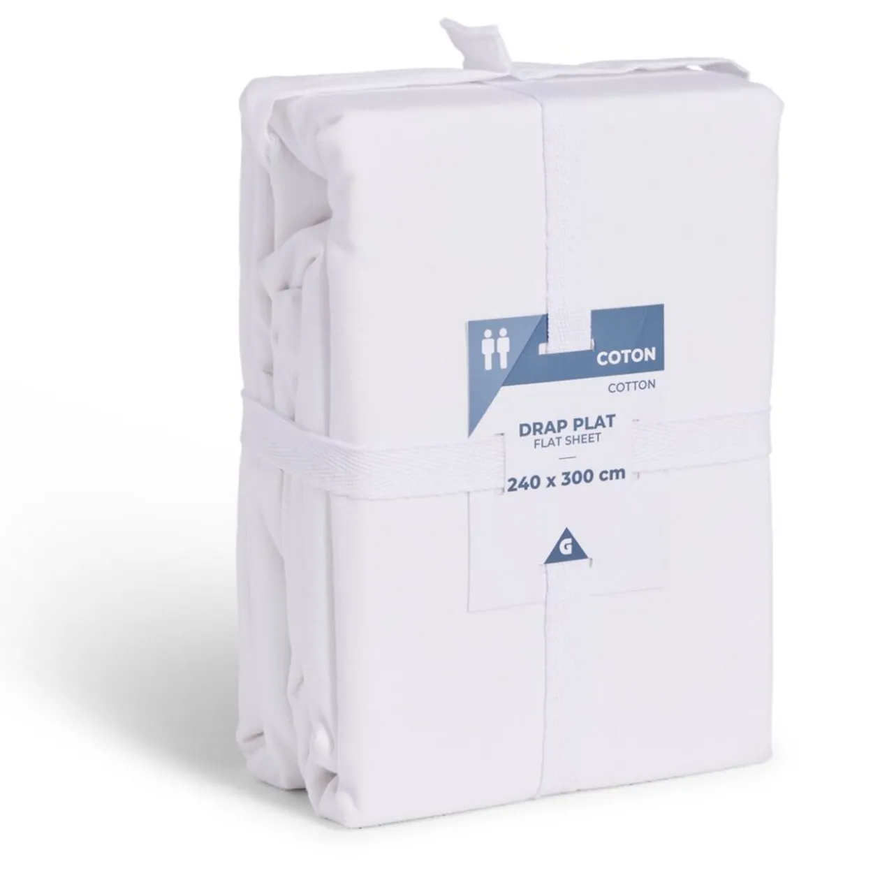 Drap plat 240x300cm 100% coton blanc