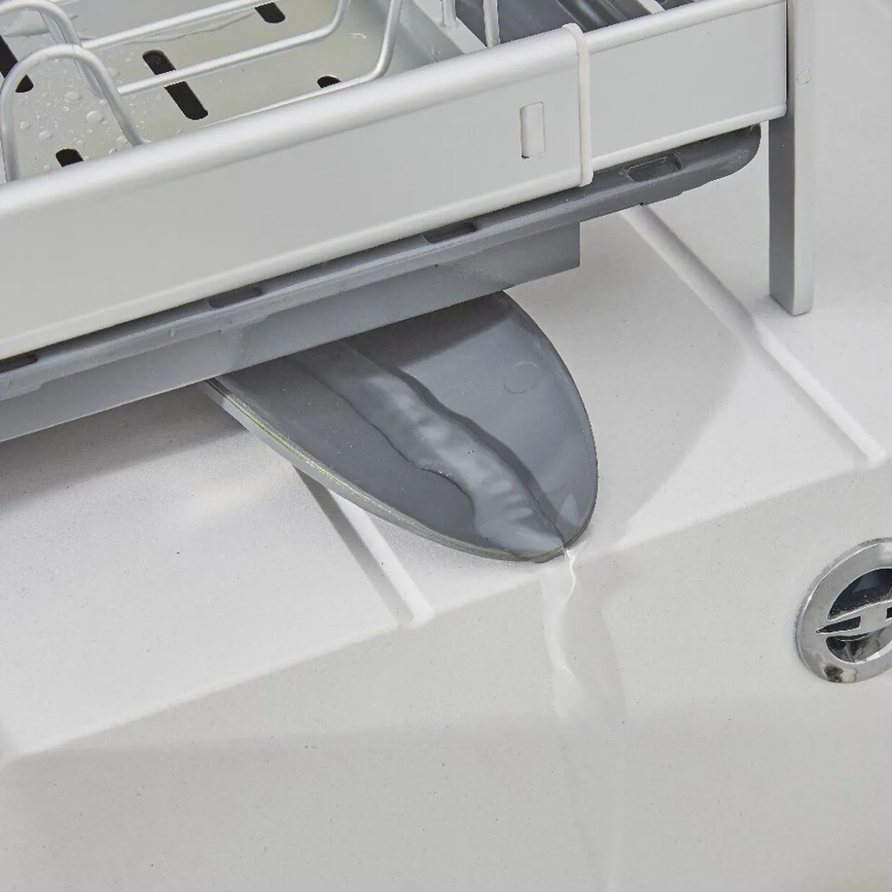 Egouttoir à vaisselle extensible gris et blanc