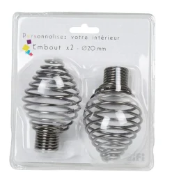 Embout pour tringle ø20 mm forme spirale nickel x2