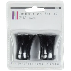 Embout pour tringle à rideaux x2 noir métal