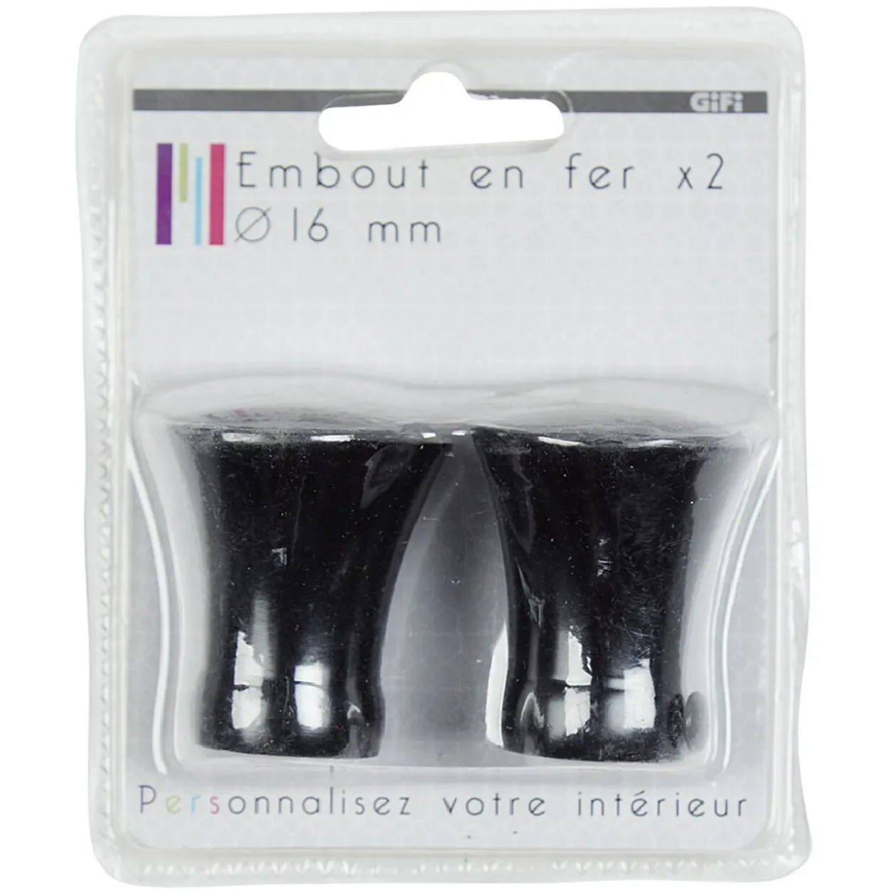 Embout pour tringle à rideaux x2 noir métal