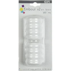 Embout pour tringle à rideaux x2 blanc bois