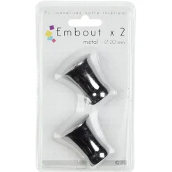 Embout pour tringle à rideaux x2 noir nickel