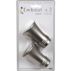Embout pour tringle à rideaux x2 couleur métal nickel