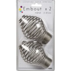 Embout pour tringle à rideaux x2 couleur métal nickel