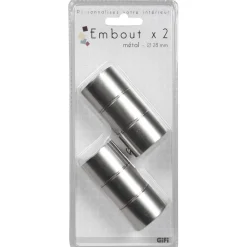Embout pour tringle à rideaux x2 couleur métal nickel