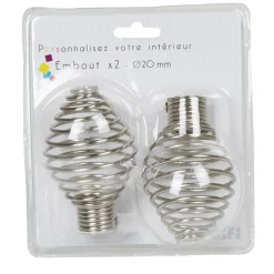 Embout pour tringle forme spirale chrome x2