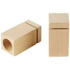 Embout rectangulaire bois naturel pour tringle à rideau x2