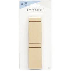 Embout rectangulaire bois naturel pour tringle à rideau x2