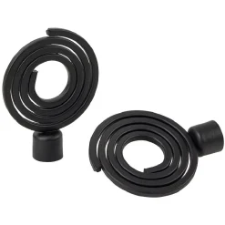Embout tringle à rideau Ø16 mm métal forme spirale noir mat x2