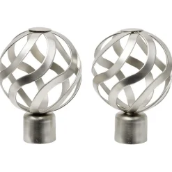 Embout tringle à rideau Ø20mm boule ajourée aluminium brossé x2
