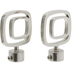 Embout tringle à rideau Ø20mm carré ajouré aluminium brossé x2