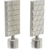 Embout tringle à rideau Ø20mm gravure géométrique aluminium brossé x2