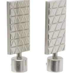 Embout tringle à rideau Ø20mm gravure géométrique aluminium brossé x2