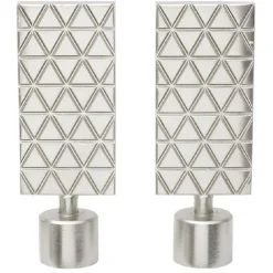 Embout tringle à rideau Ø20mm gravure géométrique aluminium brossé x2
