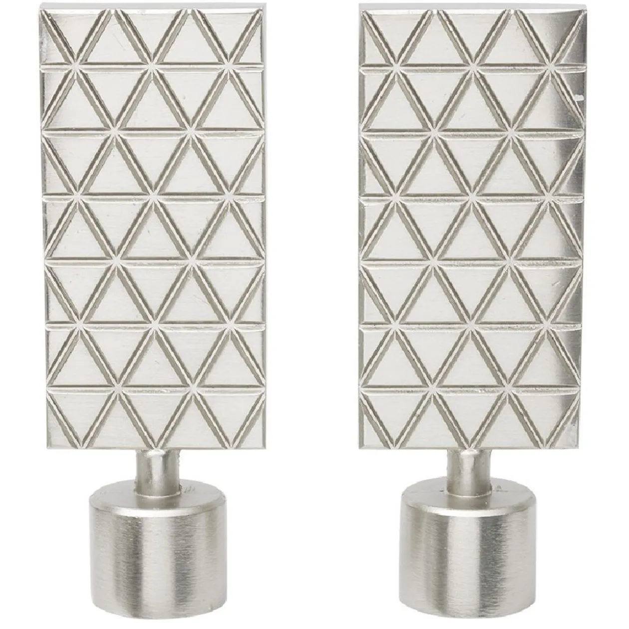 Embout tringle à rideau Ø20mm gravure géométrique aluminium brossé x2