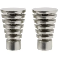 Embout tringle à rideau Ø28mm cône ajouré aluminium brossé x2