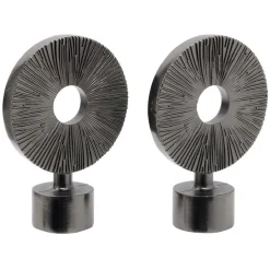 Embout tringle à rideau Ø20mm rond strié ajouré aluminium x2