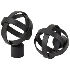 Embout tringle à rideau Ø20mm métal forme spirale noir mat x2