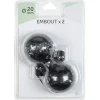 Embout x2 forme boule métal noir brillant
