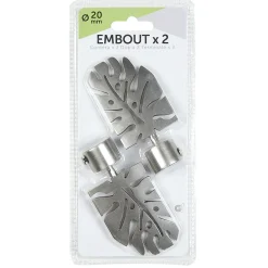 Embout x2 forme feuille métal argenté