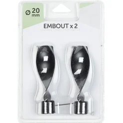 Embout x2 forme torsade métal noir mat