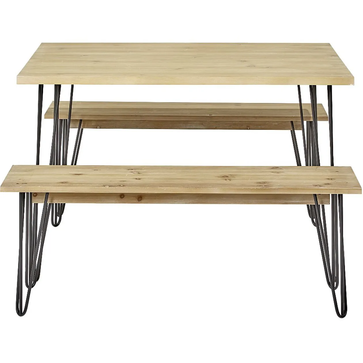 Ensemble repas 4 personnes table et banc x2 métal et bois