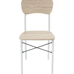 Ensemble repas Yvana 4 places mdf naturel pieds métal blanc