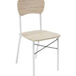 Ensemble repas Yvana 4 places mdf naturel pieds métal blanc