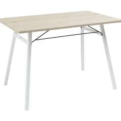 Ensemble repas Yvana 4 places mdf naturel pieds métal blanc