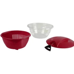 Essoreuse à salade 4 en 1 transparente et rouge