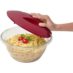 Essoreuse à salade 4 en 1 transparente et rouge