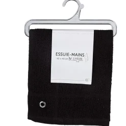 Essuie main carré 40x40 cm uni noir x2