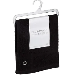 Essuie main carré 40x40 cm uni noir x2